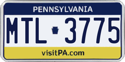 PA license plate MTL3775