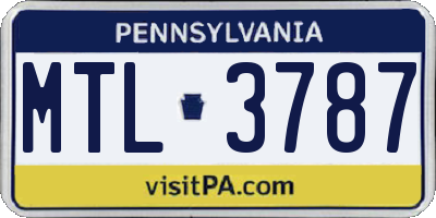 PA license plate MTL3787