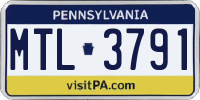 PA license plate MTL3791