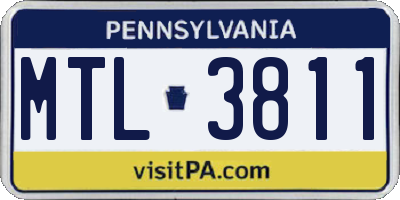 PA license plate MTL3811