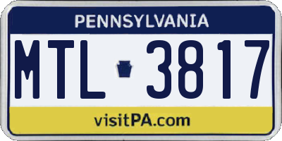 PA license plate MTL3817