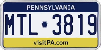 PA license plate MTL3819