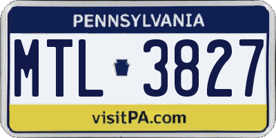 PA license plate MTL3827