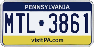 PA license plate MTL3861