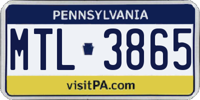 PA license plate MTL3865
