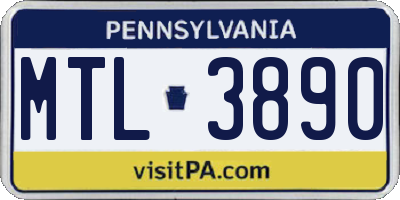 PA license plate MTL3890