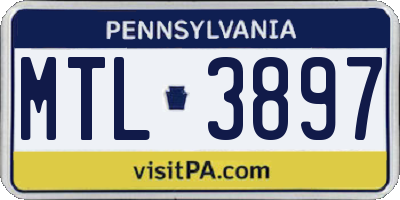 PA license plate MTL3897