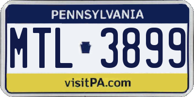 PA license plate MTL3899