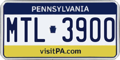 PA license plate MTL3900