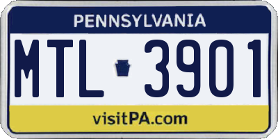 PA license plate MTL3901