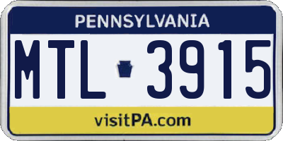 PA license plate MTL3915