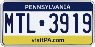 PA license plate MTL3919