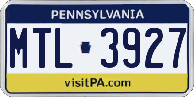 PA license plate MTL3927