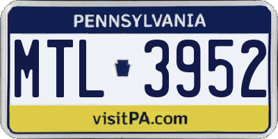 PA license plate MTL3952