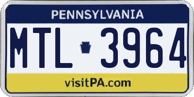 PA license plate MTL3964
