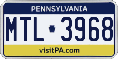 PA license plate MTL3968