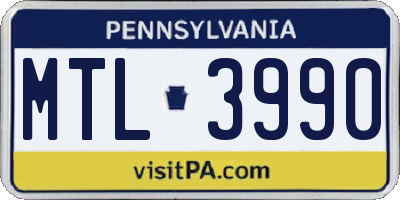 PA license plate MTL3990