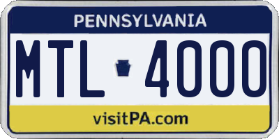 PA license plate MTL4000