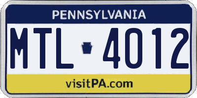 PA license plate MTL4012