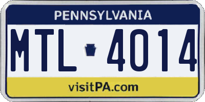 PA license plate MTL4014