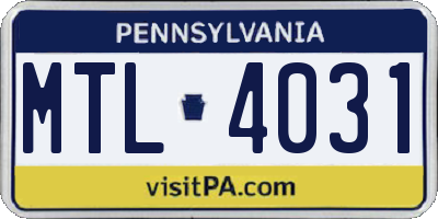 PA license plate MTL4031