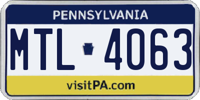 PA license plate MTL4063