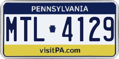 PA license plate MTL4129