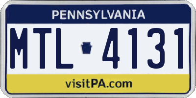 PA license plate MTL4131