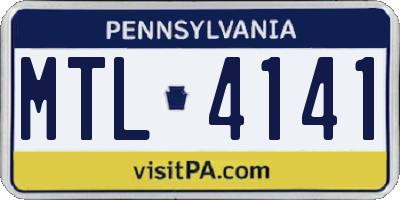 PA license plate MTL4141