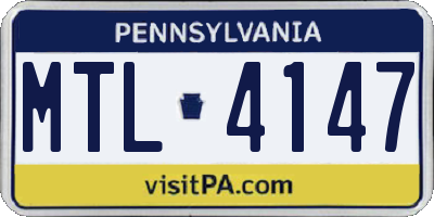 PA license plate MTL4147