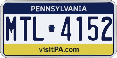 PA license plate MTL4152