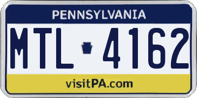 PA license plate MTL4162