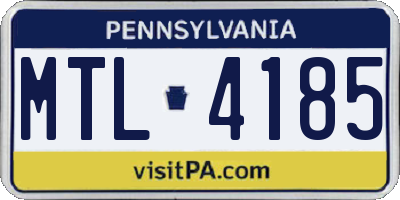 PA license plate MTL4185