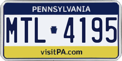 PA license plate MTL4195