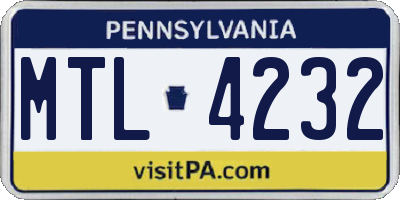 PA license plate MTL4232