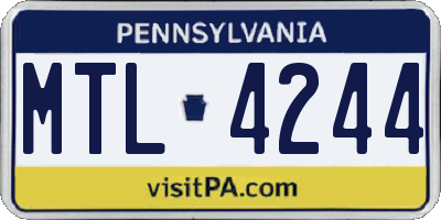 PA license plate MTL4244