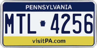 PA license plate MTL4256