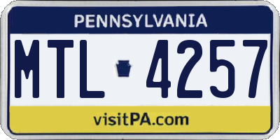 PA license plate MTL4257