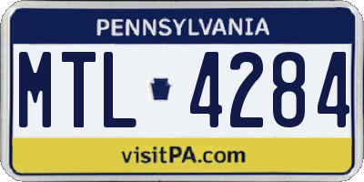PA license plate MTL4284