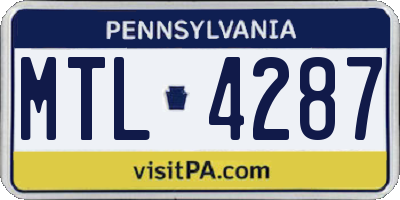 PA license plate MTL4287