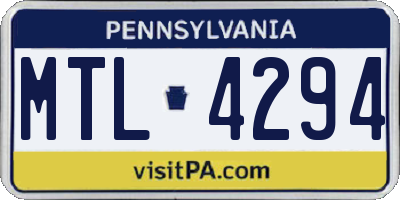 PA license plate MTL4294