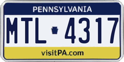 PA license plate MTL4317