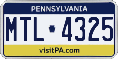 PA license plate MTL4325
