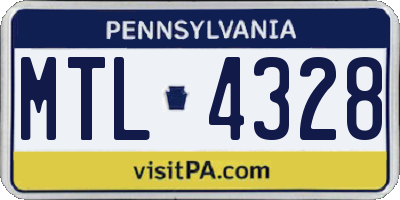 PA license plate MTL4328