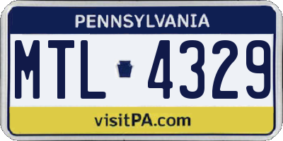 PA license plate MTL4329