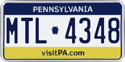 PA license plate MTL4348