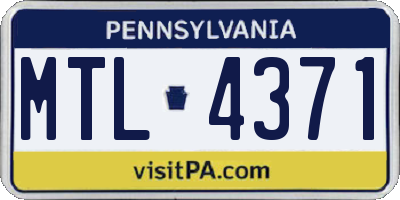 PA license plate MTL4371