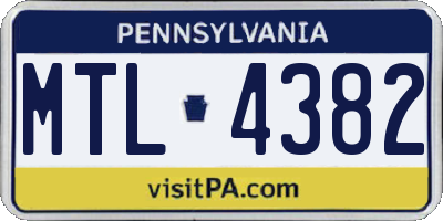 PA license plate MTL4382