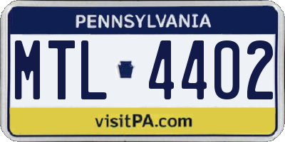 PA license plate MTL4402