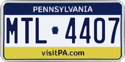 PA license plate MTL4407